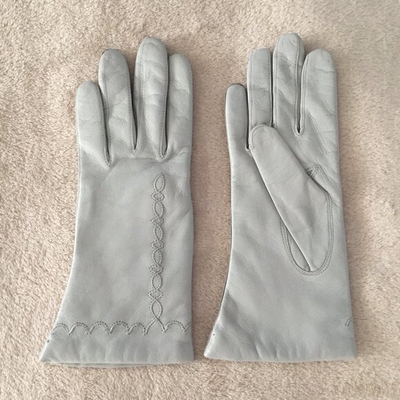 AUCLAIR grey leather gloves sz 6.5 - Picture 2 of 8